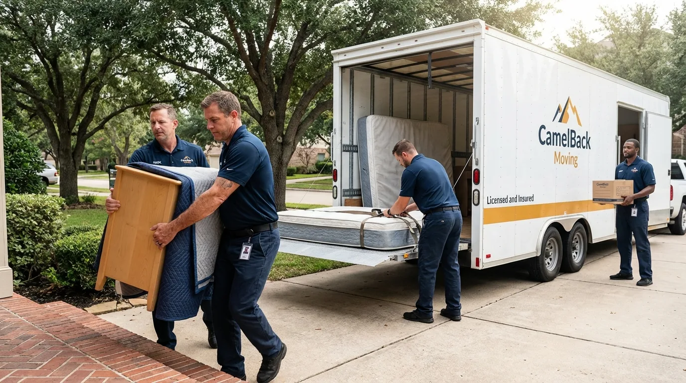 Crew loading residential truck for cross-state move from Winona, MS