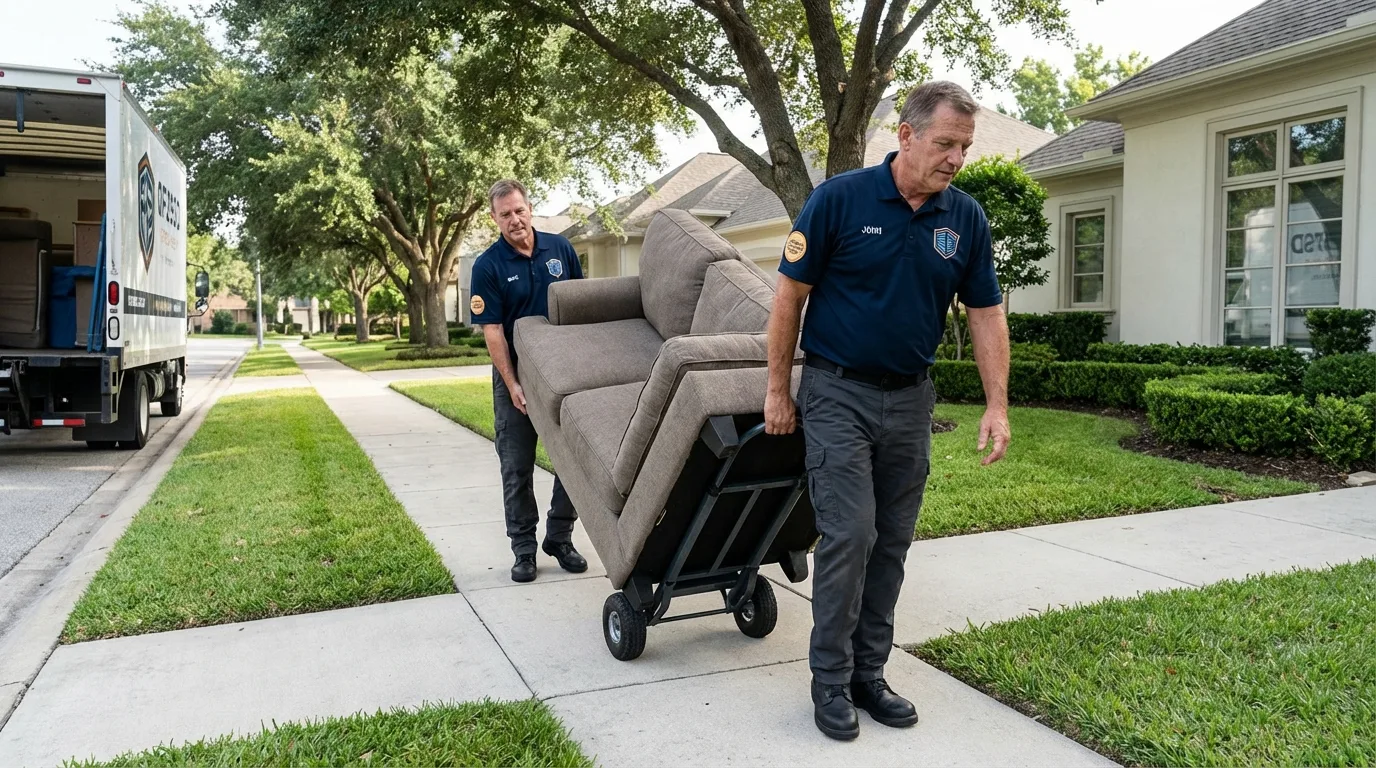 Local residential moving crew loading furniture in Winona, MS