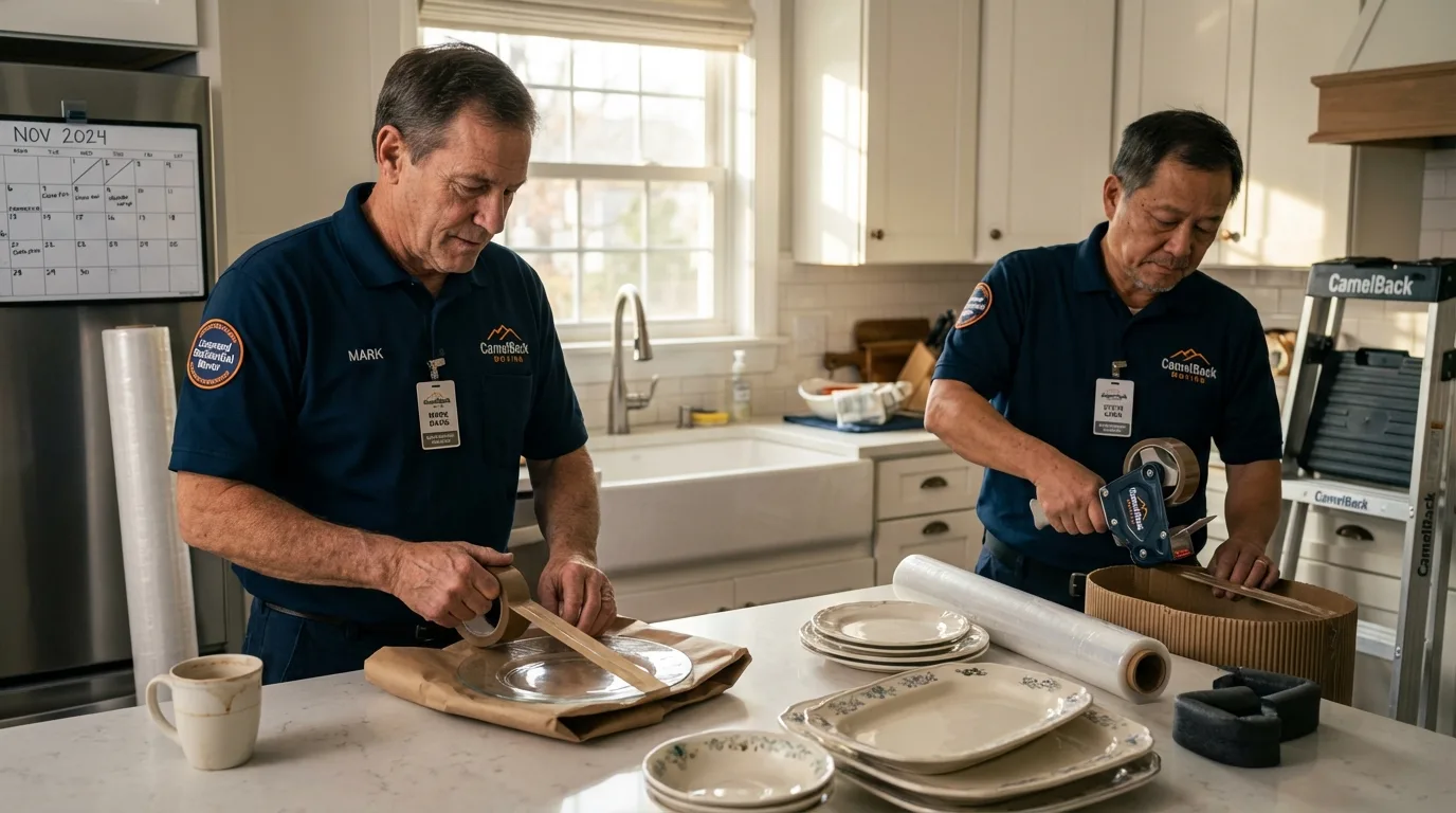 Professional crew packing kitchen dishware in Winona, MS